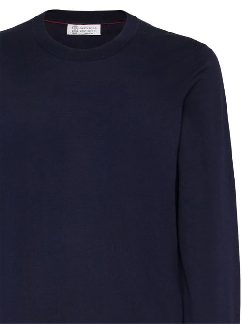 Navy blue cotton crew neck long sleeves Brunello Cucinelli | M2900100CW425